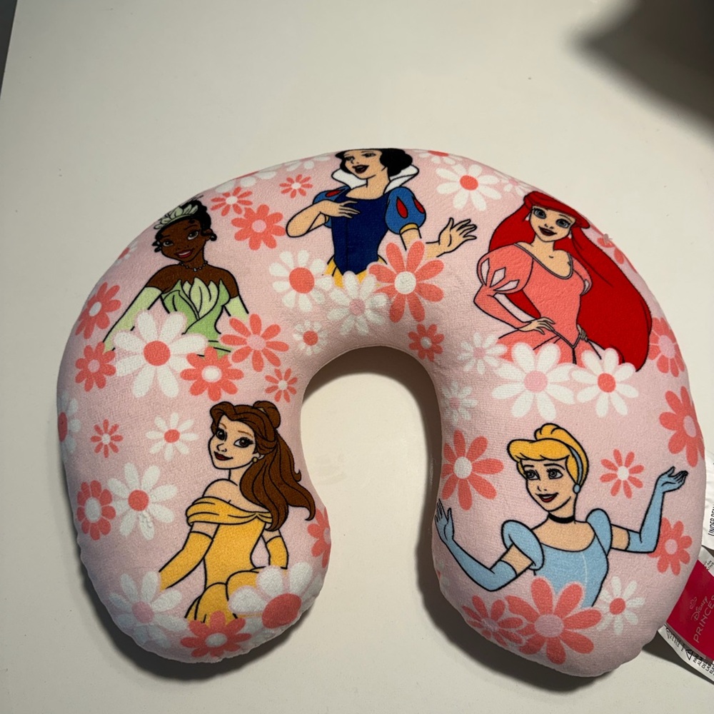 Disney Pink Floral Princess U-Shaped Travel Pillow